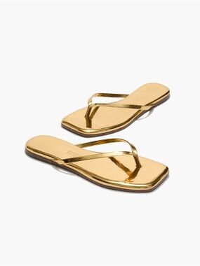 TKEES Metallic Gold Square-Toe Thong Sandals